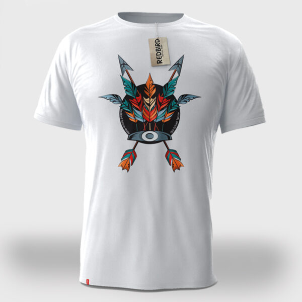 Redbird Tattoo Mode, Indianer Tattoos T-Shirt in weiß mit großem front Design