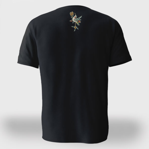 Tattoo T-Shirt mit Old School Tattoo Vogel Design vorne groß hinten klein, in 5 farben XS-3XL in schwarz