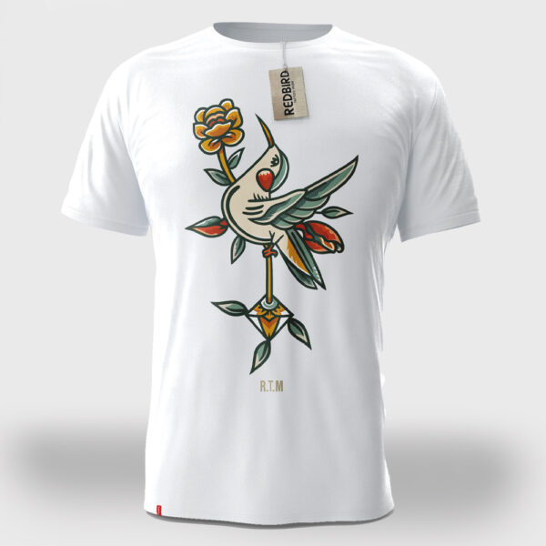 Tattoo T-Shirt mit Old School Tattoo Vogel Design vorne groß hinten klein, in 5 farben XS-3XL