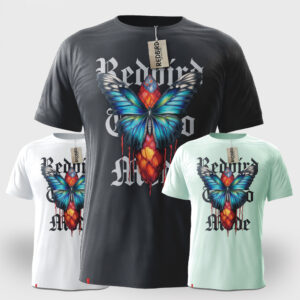 Schmetterling Kokon Bunt Tattoo Unisex T-Shirt von Redbird Tattoo Mode in 3 Farben. Von XS-3XL