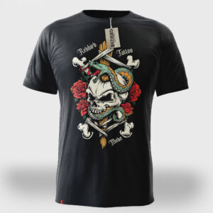 skull totenkopf tattoo Design groß t_shirt schwarz forderansicht